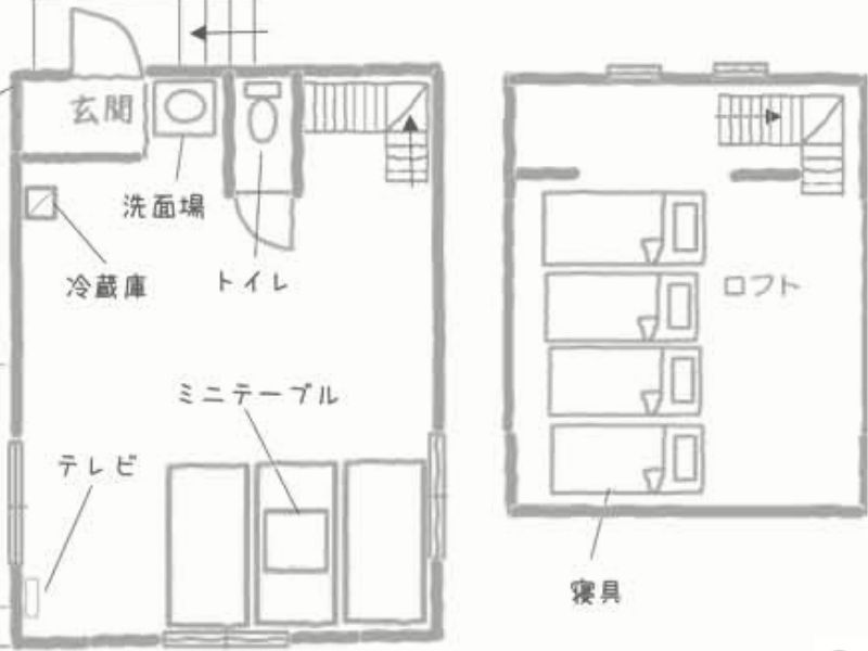 ファミリーロッジ ブナ 室内 レイアウト