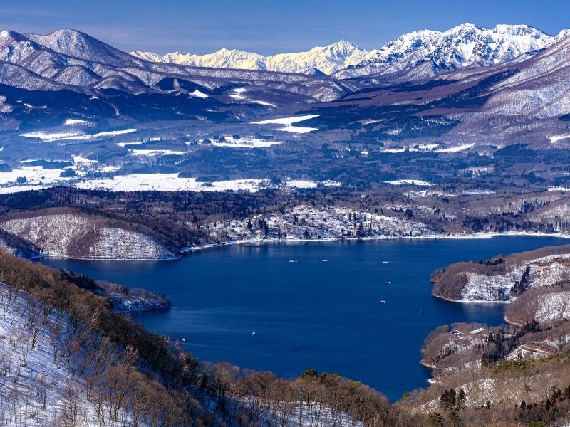 The view of Lake Nojiri from the summit of Madarao Kogen